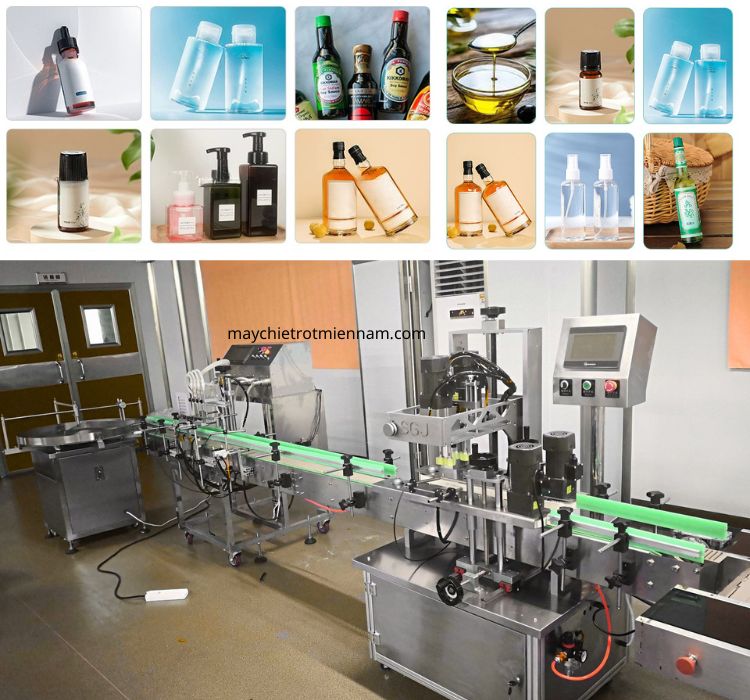 Hệ Thống Chiết Rót Và Đóng Nắp Chai Tự Động