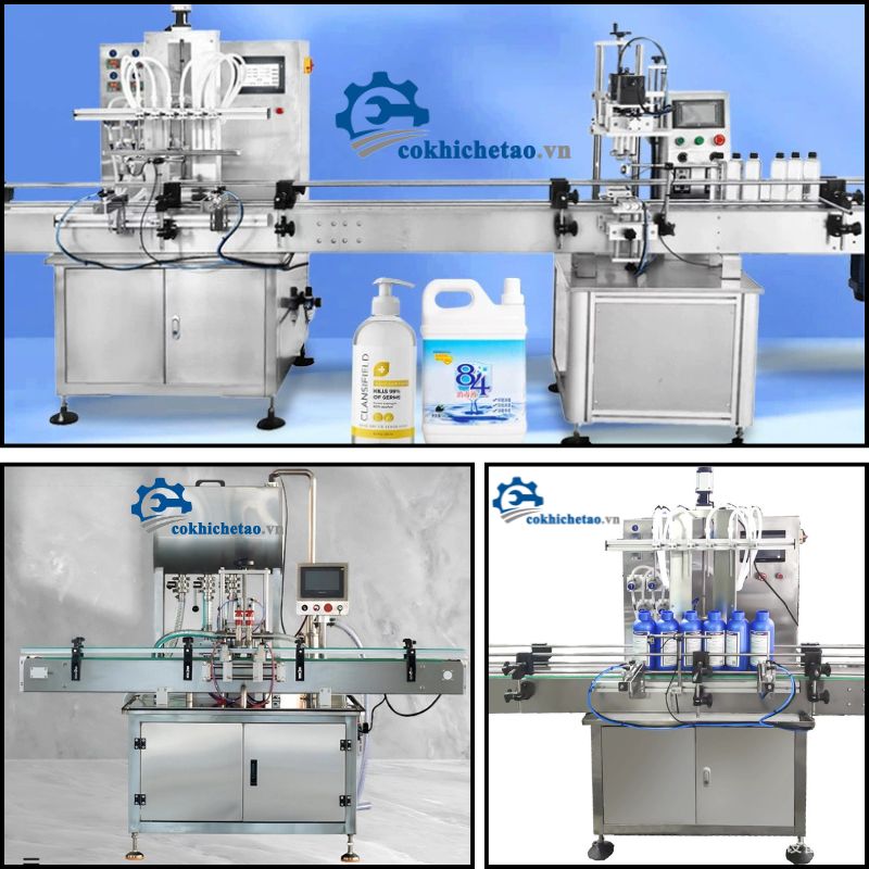 Máy Chiết Rót 4 Vòi Tự Động Có Băng Tải