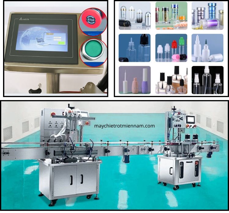 Máy chiết rót và đóng nắp chai tự động