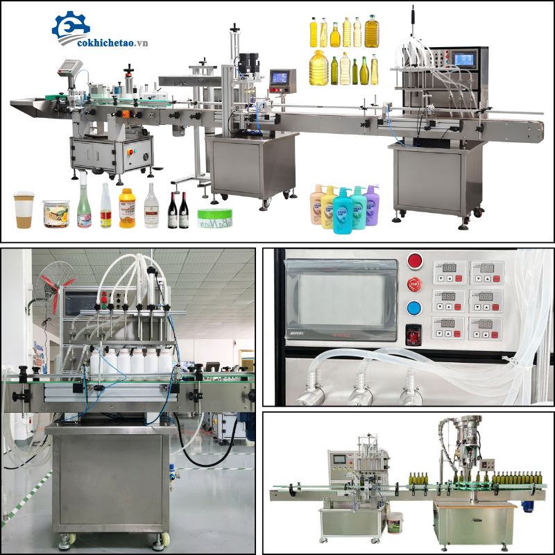 Máy chiết rót 6 vòi tự động có băng tải