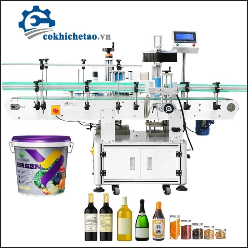 Máy dãn tem nhãn chai tròn tự động