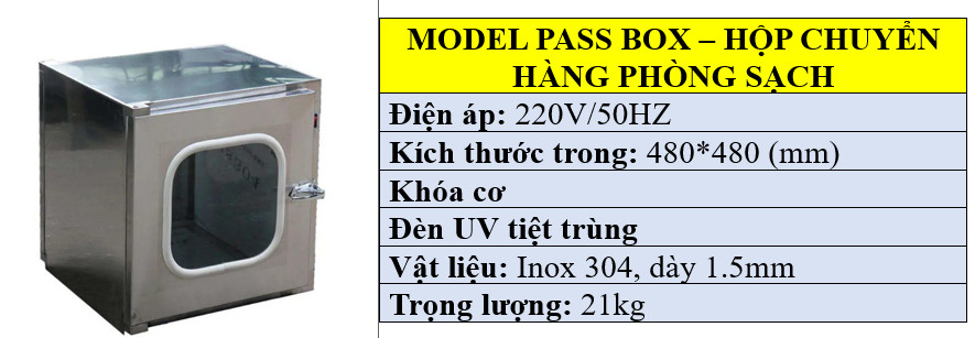 Thông số kỹ thuật của hộp chuyển đồ cho phòng sạch