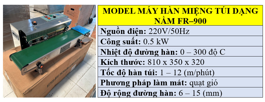 Thông số kỹ thuật của máy hàn miệng túi