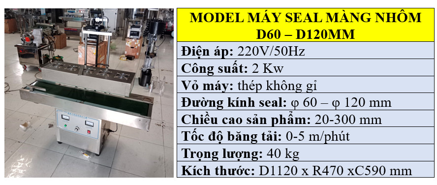 Thông số kỹ thuật của máy hàn seal nhôm