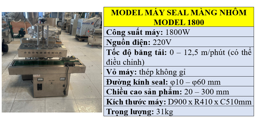 Thông số kỹ thuật của máy ép màng seal