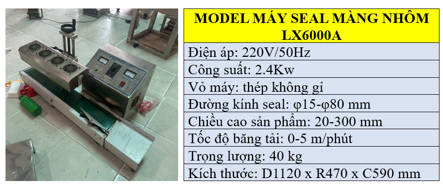 Thông số kỹ thuật của máy seal màng nhôm