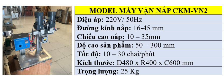 Thông số kỹ thuật của máy đóng nắp chai 2 motor