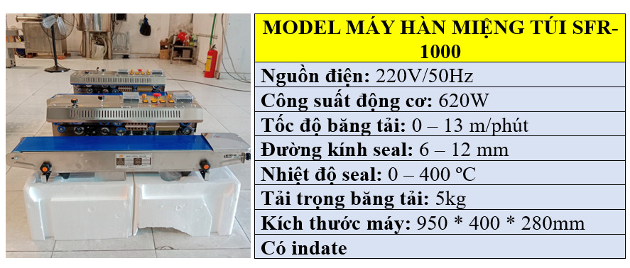 Thông số kỹ thuật của máy hàn miệng túi bóng