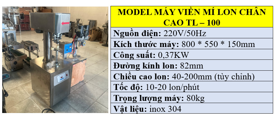 Thông số kỹ thuật của dòng máy viền mí lon