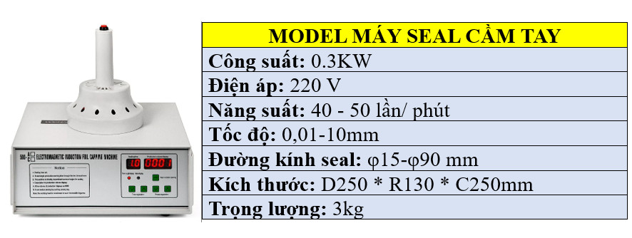 Thông số kỹ thuật của máy seal màng nhôm cầm tay