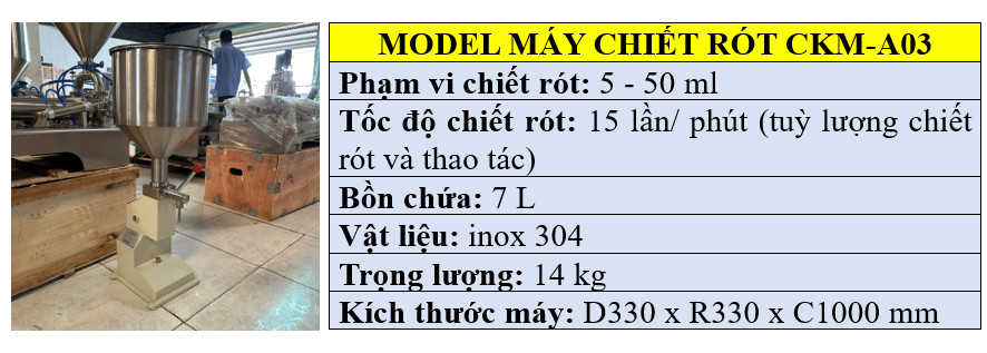 Thông số kỹ thuật của máy chiết rót mỹ phẩm mini