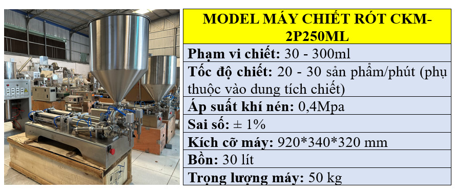 Thông số kỹ thuật của máy chiết rót kem