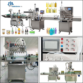 Máy chiết rót 6 vòi tự động có băng tải - Máy chiết dịch lỏng, dịch sệt, tinh dầu, mật ong, nước mắm